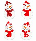 Cute vector snowmen collection isolated on white ( red )

