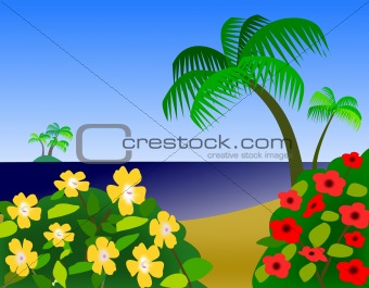 Ocean view with Flowers