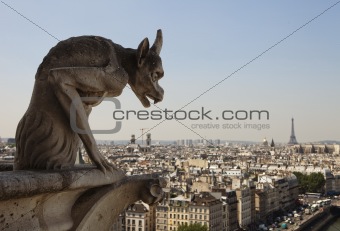 Horned Gargoyle With Eiffel Tower