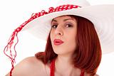 Fashion girl in retro style with big hat