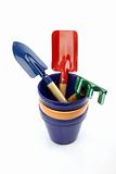 gardening tools and pots