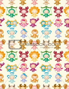 cute zodiac symbols seamless pattern