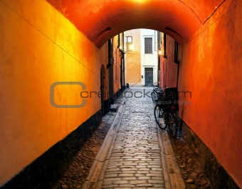 narrow alley in stockholm