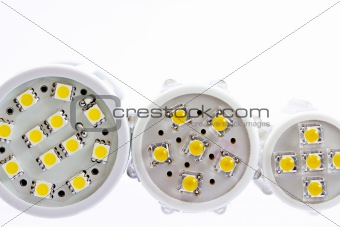 LED light bulbs of various sizes with a 1-chip and 3-chip SMD LE