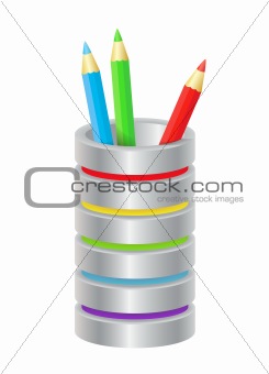 Colored pencils in cup