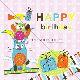 Template birthday greeting card, vector