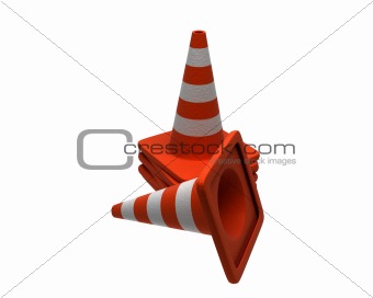 3D render of traffic cones