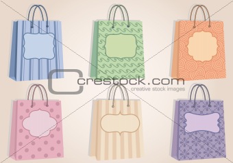 shopping bags with blank labels, vector