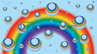 Background for a business card with rainbow and drops