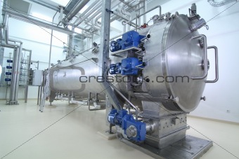 machinery in a pharmaceutical production plant