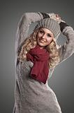 winter fashion girl in grey wool