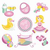 illustration of cute baby products