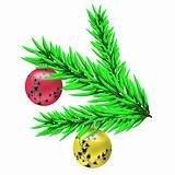 Christmas balls on a branch