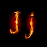 Fiery font. Letter J 