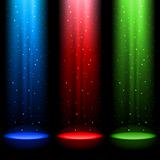 Three RGB shafts of light