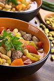 Bean Soup with Meatballs and Other Vegetables