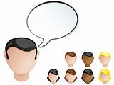 People Heads Speech Bubble. Set of 4 hair and skin colors
