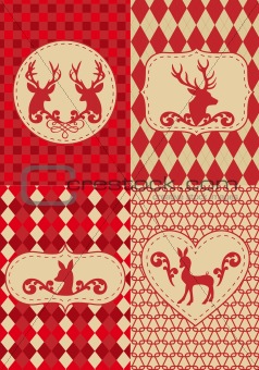 christmas pattern with deers, vector