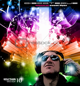 Disco Event Background with Disk Jockey 