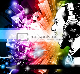 Disco Event Background with Disk Jockey