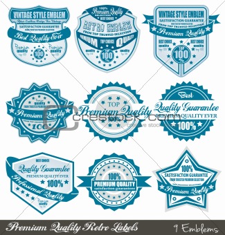 Premium Quality and Satisfaction Guarantee labels 