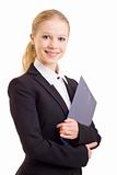 happy smiling business woman with  folder