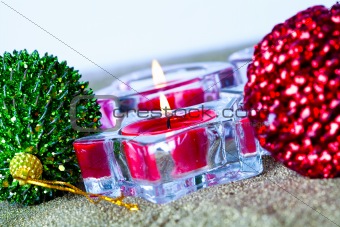 Christmas baubles and candles