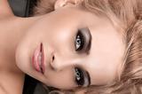 beauty portrait of a blonde with smokey eyes