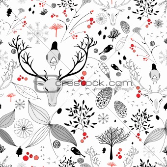winter floral design with deer