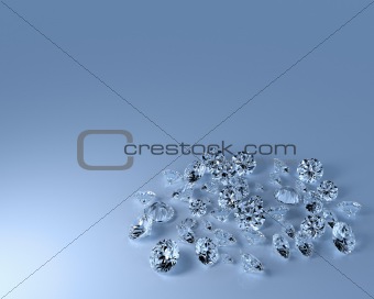 Numerous diamonds with copy space
