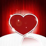 vector red heart on  abstract e background with stripes