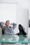 Close up of businessman taking a rest