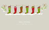 Christmas socks on a line