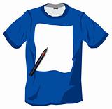 blue tshirt with pen paper design