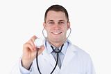 Close up of smiling doctor with his stethoscope