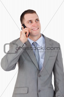 Close up of smiling businessman on the phone