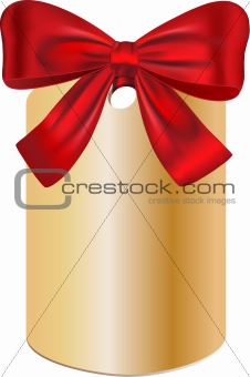 Tag label with red bow