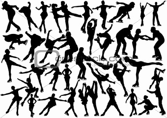 Ice skater silhouettes