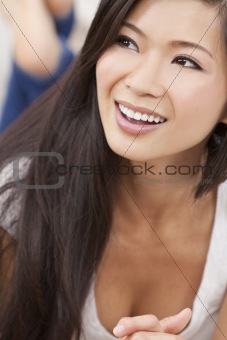 Beautiful Chinese Oriental Asian Woman Relaxing & Smiling