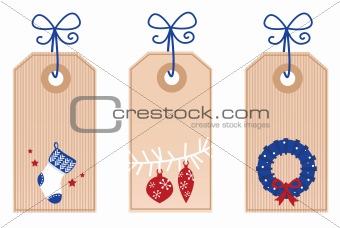 Retro Christmas Tags / Labels isolated on white

