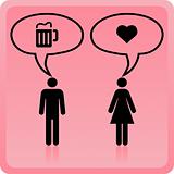 Vector Man & Woman icon over pink background