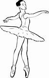 sketch of girl's ballerina in tutu and pointe