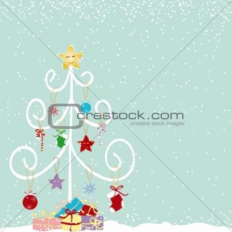 Christmas greeting card colorful present