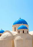 Church domes in Perissa, Santorini, Greece