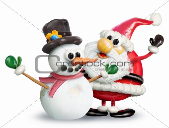 VeggieFruit Christmas Snowman & Santa