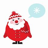 Cartoon retro Santa thinking about Winter - isolated on white 

