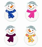 Cute vector snowmen collection isolated on white

