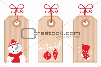 Retro Christmas Gift Tags isolated on white ( red )
