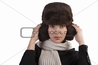 girl with fur hat and with scarf 
