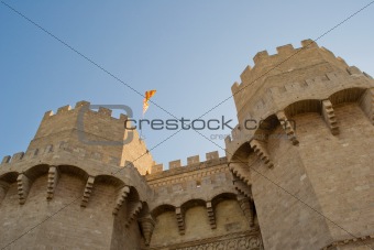 Looking up at castle in Valencia, Spain